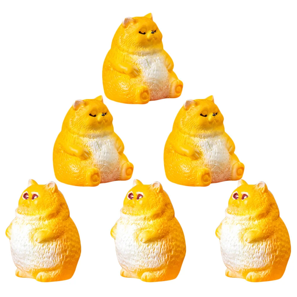 6Pcs Mini Cat Decorations Resin Tiny Cats for Garden Desk Plant Pots Miniature Landscaping Unique Outdoor Whimsical Animal