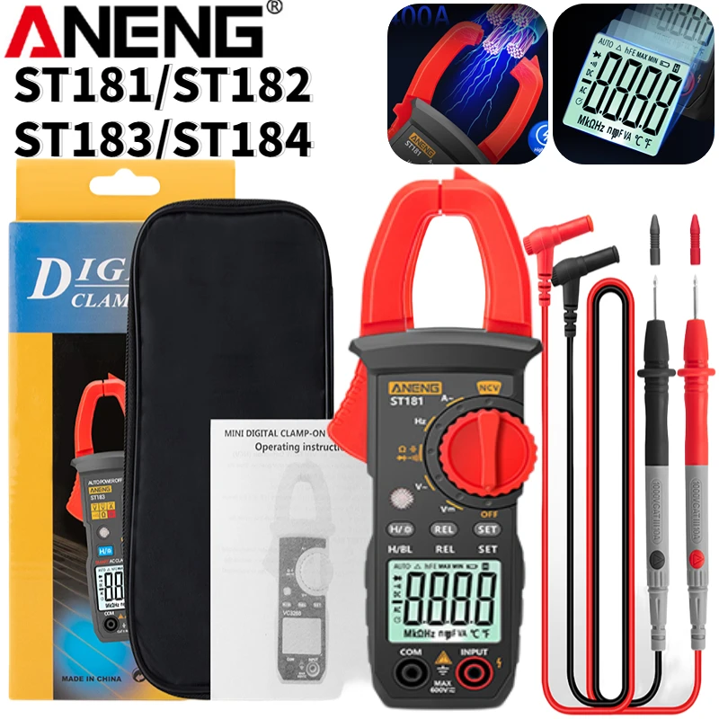 

ANENG ST181 ST182 ST183 ST184 Digital Clamp Multimeter DC/AC Current 4000 Counts Meter Voltage Tester Capacitance NCV Ohm Test