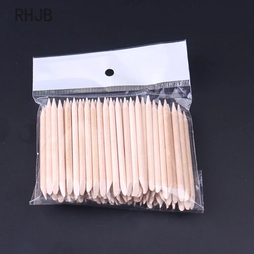 100/ 500Pcs Orange Wood Sticks for Nails Double Sided Cuticle Pusher Remover Nail Art Manicure Pedicure Tool for Manicure Pedicu