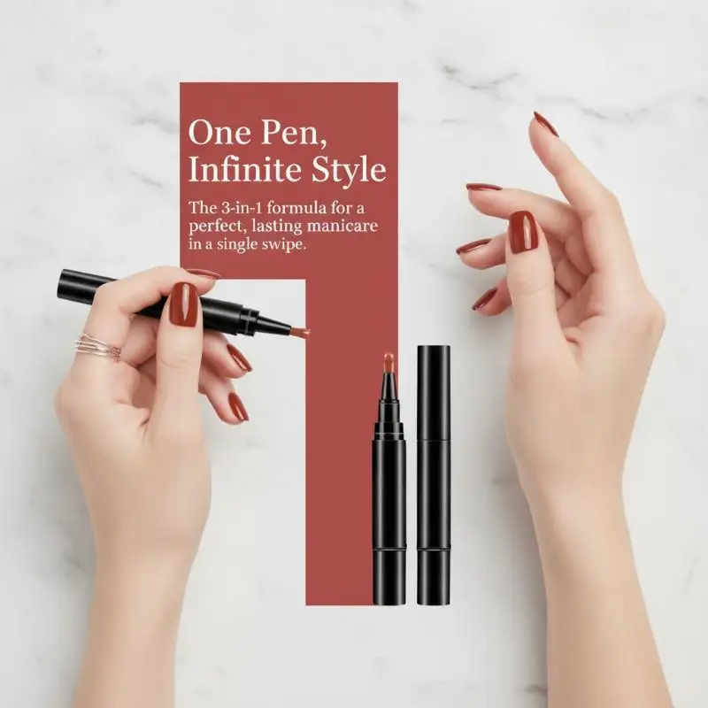 Gel Nail Polish Pen Easy to Apply 1Pcs Semi Permanent UV Gel Base Top Coat for Nail Art Beginners Home DIY Manicure