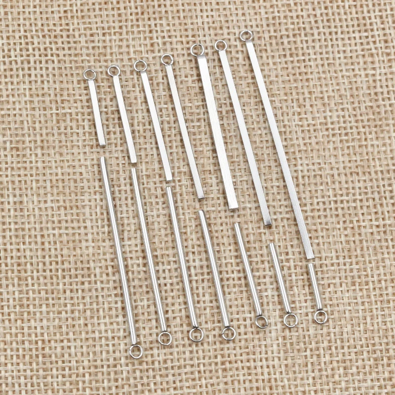 20 sztuk 10 15 20 25 30 35 40 50mm ze stali nierdzewnej prostokątny proste rury do kolczyki ustalenia biżuteria naszyjnik wisiorek Charms