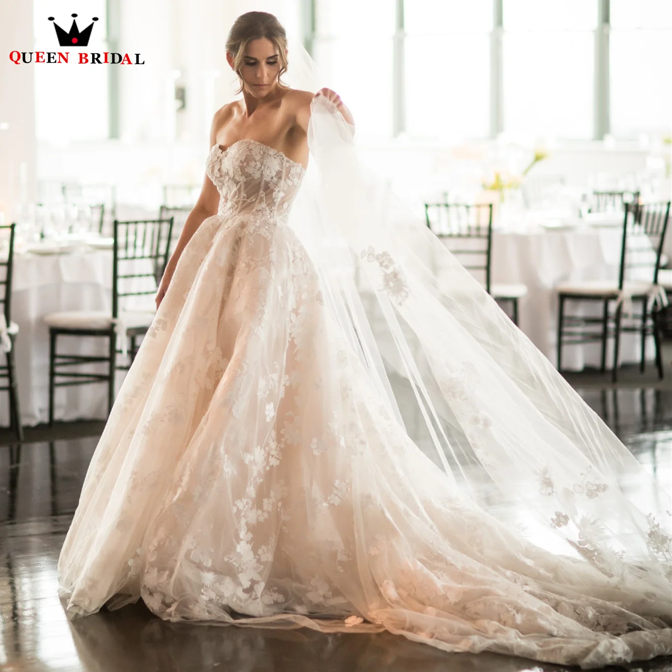 Vestido De novia elegante sin tirantes, vestido De novia De Princesa con Espalda descubierta, línea A, XC13, 2023