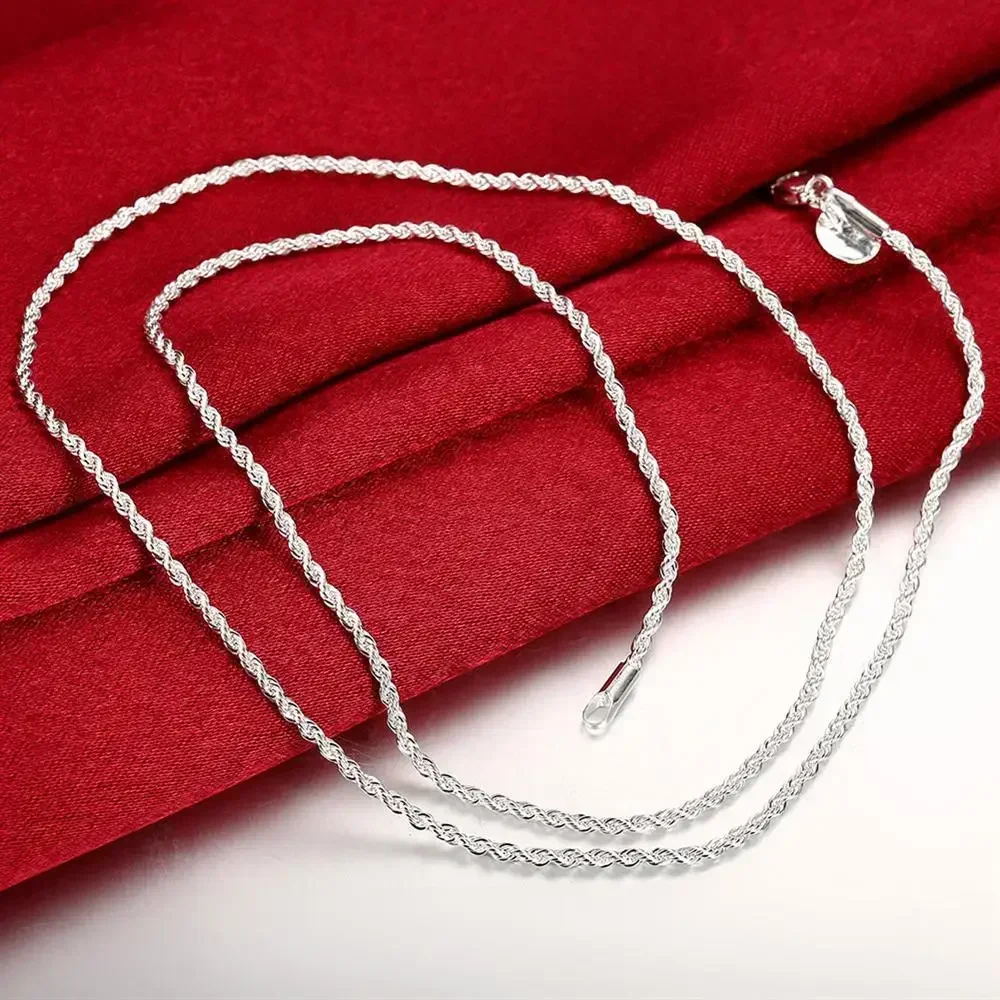 Factory direct hot women Mens 925 Sterling Silver 2MM Twisted Rope Chain Necklace 16/18/20/22/24 Inch Fashion Jewelry Gift