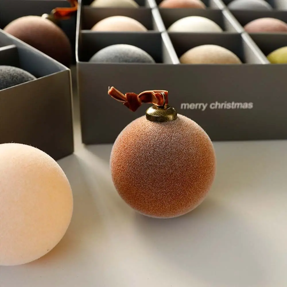 9pcs 8cm Velvet Christmas Ball Pendant Shatterproof Flocking Christmas Hanging Balls Reusable Xmas Tree Ornaments