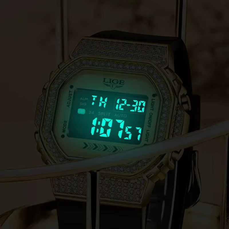 LIGE Спортивные электронные мужские часы на открытом воздухе, силиконовые модные повседневные часы, водонепроницаемые светящиеся будильники, цифровые мужские часы с автоматической датой