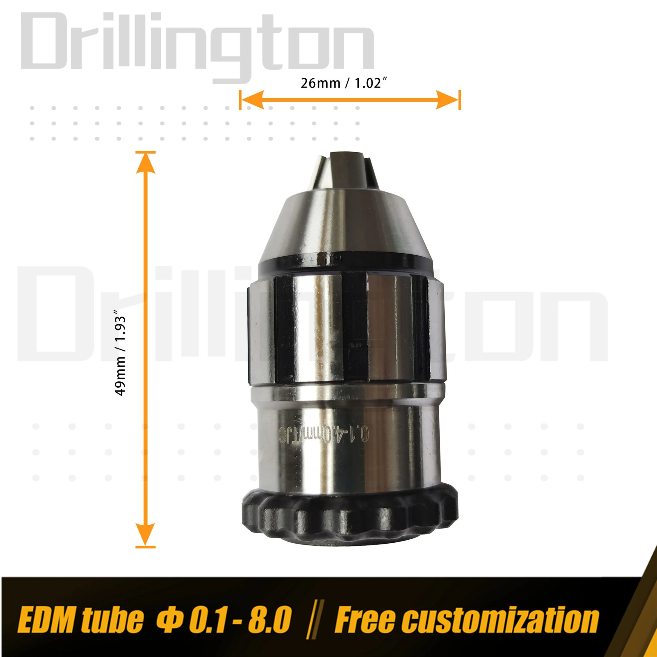 High Precision Keyless Drill Chuck , JT0 0.1mm to 4mm EDM Keyless Chuck Adapter for EDM Electrode , 0.0039\