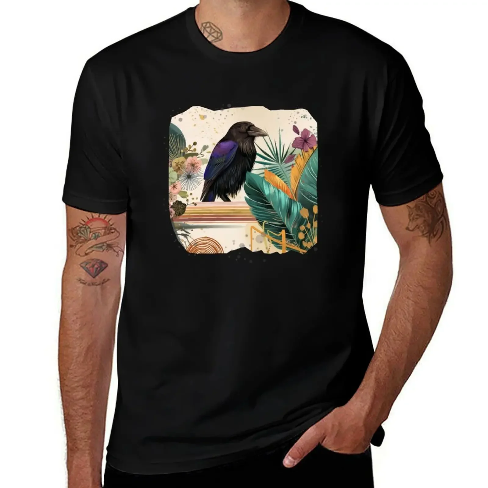 

BlossomRaven – Mystischer Rabe im floralen Tropenstil T-Shirt new edition graphics plus sizes men clothing