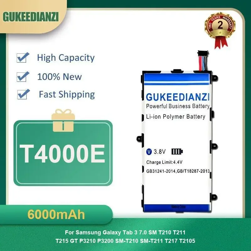 

6000mAh T4000E Tablet Battery For Samsung Galaxy Tab 3 7.0 SM T210 T211 T215 GT P3210 P3200 SM-T210 SM-T211 T217 T2105