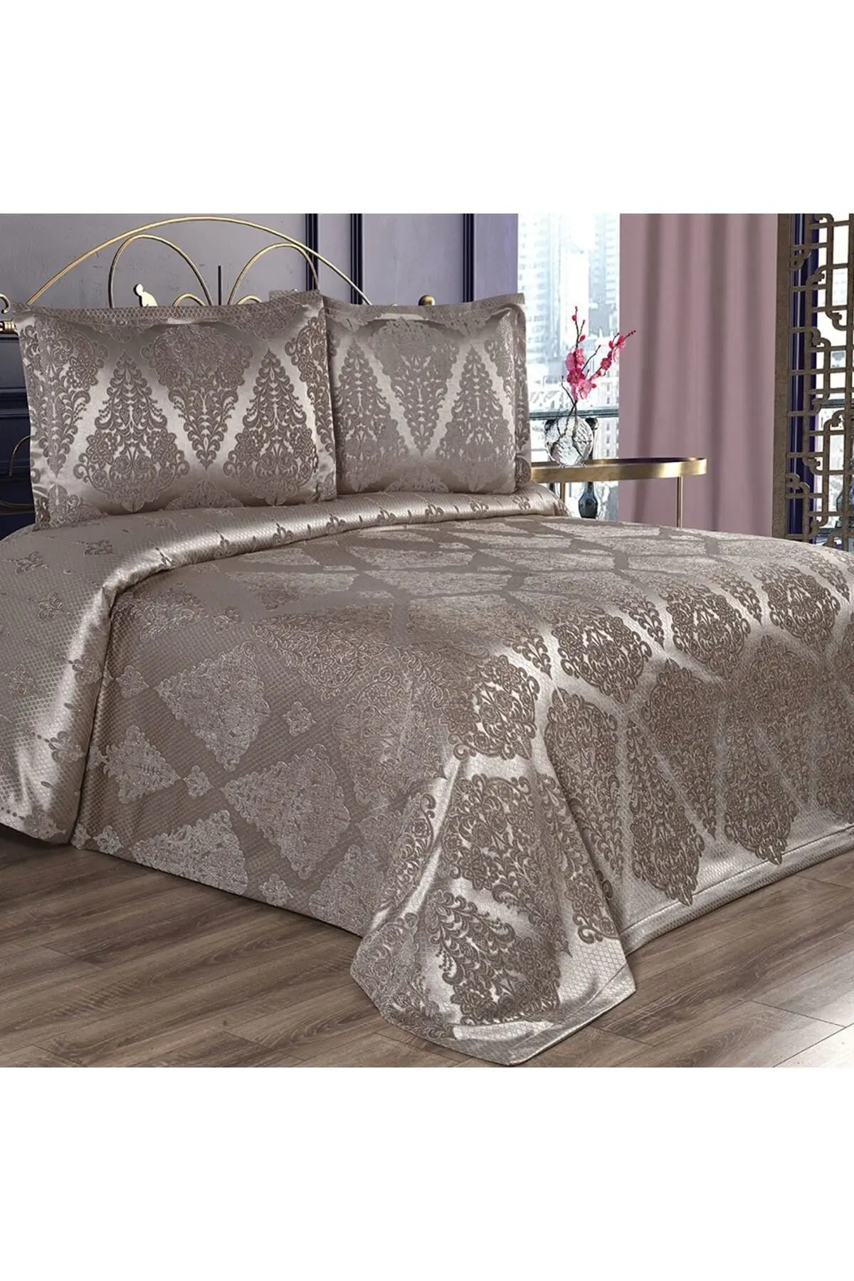 Classy Mink Double Panel Chenille Pique Bedspread