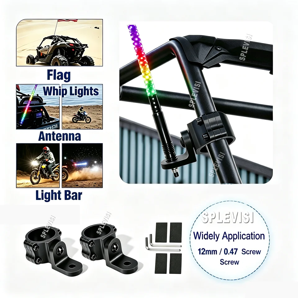 2x Mount Bracket For UTV ATV RZR 4WD LED Whip Light Bar 1.75