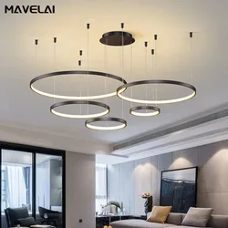 Modern Pendant Lights Living Room Dining Room Circle Rings Acrylic Aluminum Body LED Ceiling Lamp Home Indoor Lighting Fixtures