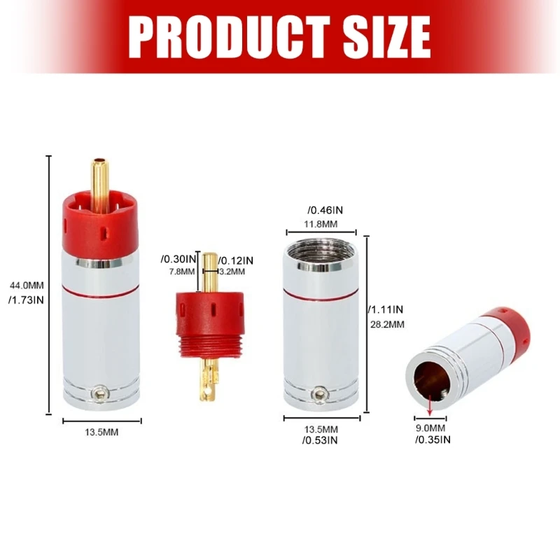 F3MA Metal Wire End Set 4Pack, Male Cable Termination Parts for Speaker Line Repair and Shared Media Wiring Needs Daily
