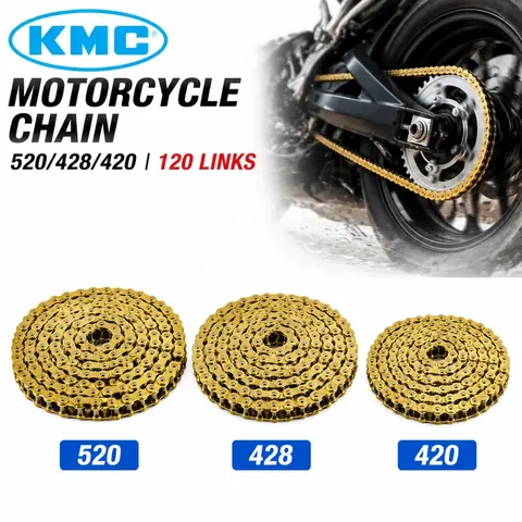 Original KMC 520 428 420 Motorcycle Chain 120 Links Gold Heavy Duty Drive Chain For Dirt Bike ATV Off Road Motorcycle Parts