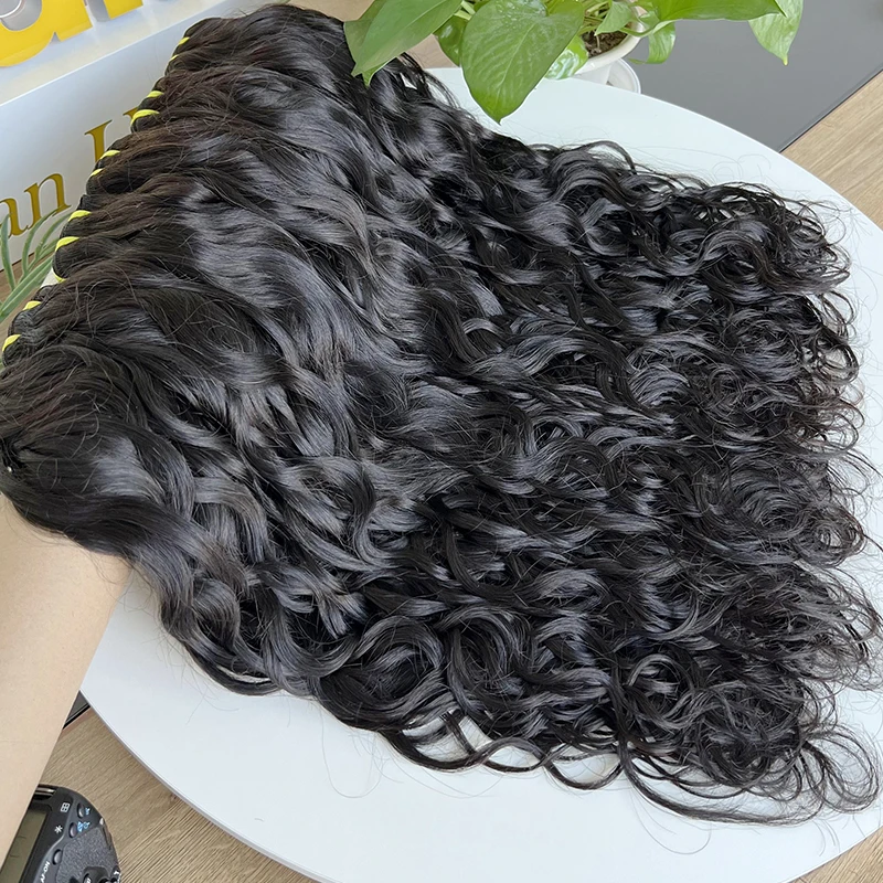 حزم شعر بشري مموج طبيعي شعر مجعد 15A شعر مموج مائي خام 100% عروض حزم موجة عميقة فضفاضة غير معالجة