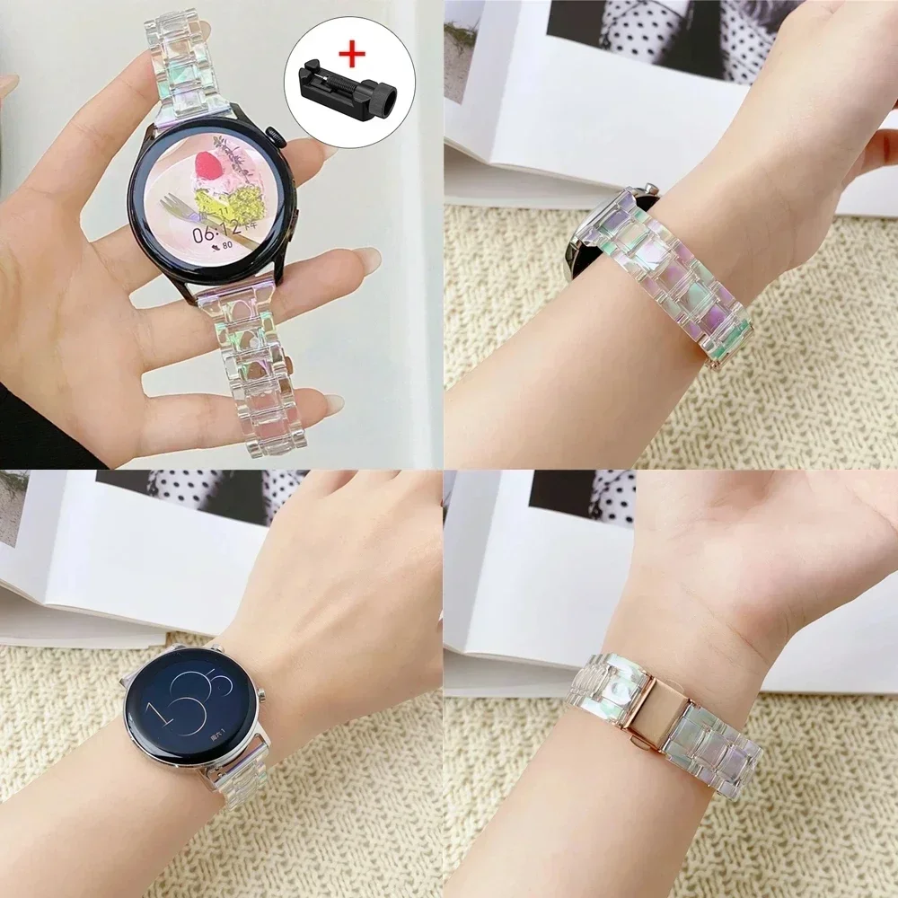 20 مللي متر 22 مللي متر حزام شفاف لساعة سامسونج جالاكسي 7 6 5 4 كلاسيكي 40/44/42/46 مللي متر سليم 5 برو حزام ليزر مبهر ساعة نشط 2