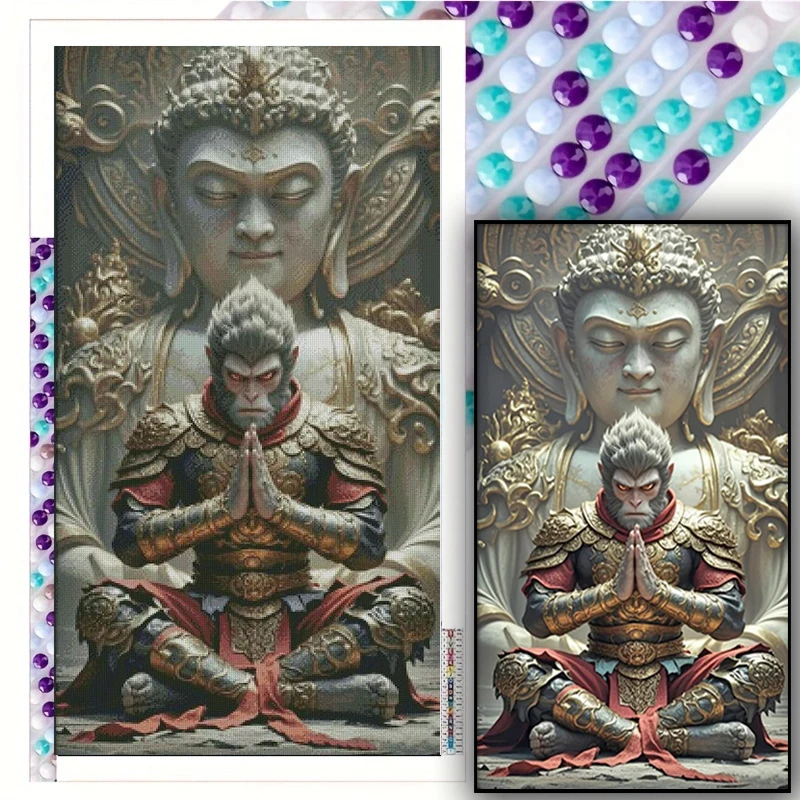 Buddha Diy diamond painting Large Size Full Square round Diamond Art Mosaic rhinestones Latest popular game characters Home deco