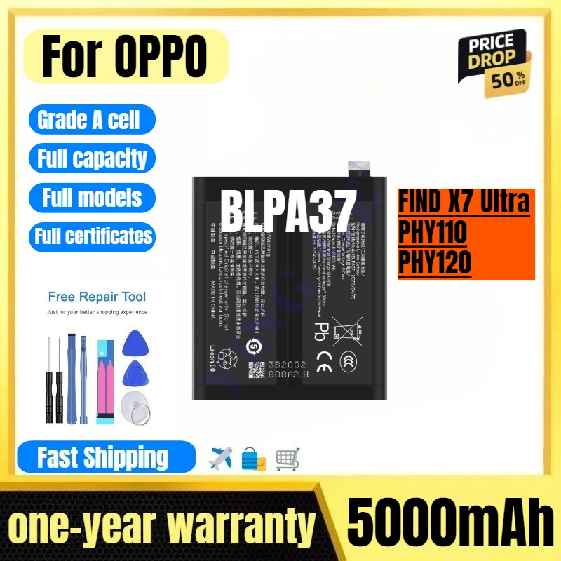 BLPA37 for OPPO FIND X7 Ultra/PHY110/PHY120 Phone Battery High Quality High Capacity Replacement Bateria Grade A Cell with Tools