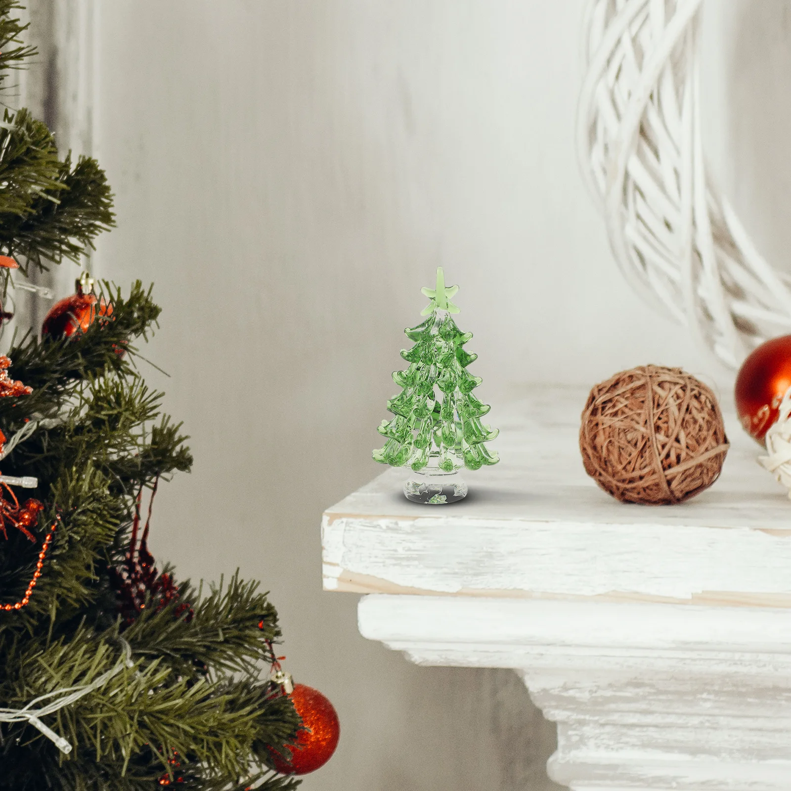 

Elegant Mini Christmas Tree Decoration in Green Crystal Style for Desk Home Office Tabletop Holiday Decor Xmas Gift Idea