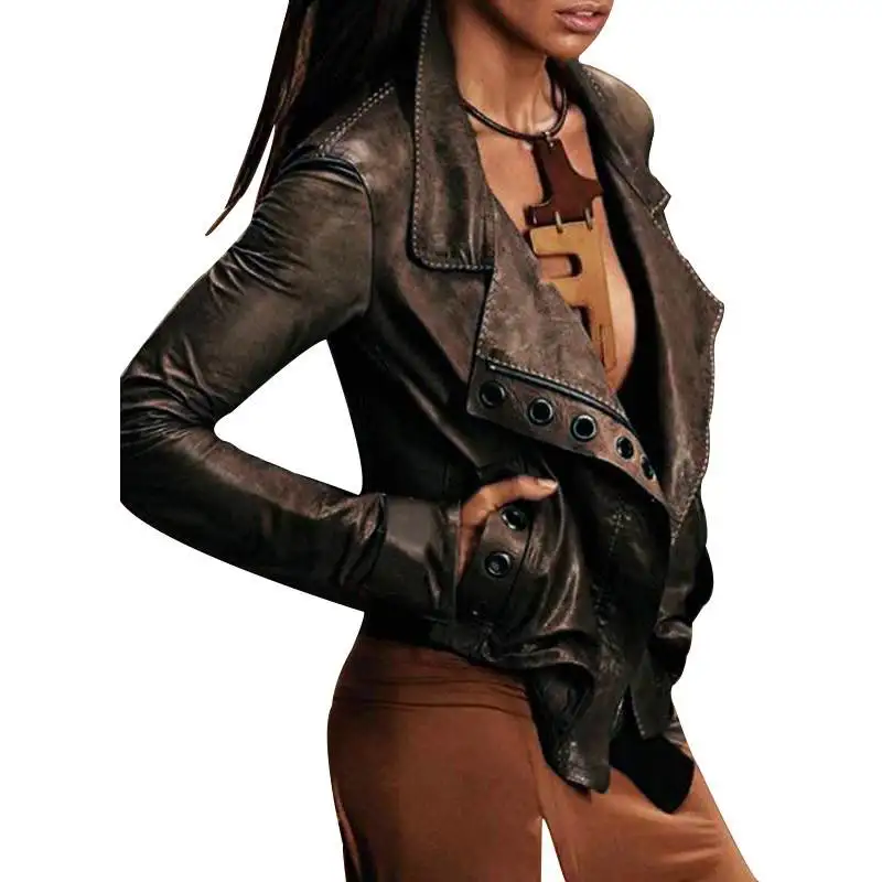 เสื้อแจ็คเก็ตแฟชั่นผู้หญิงสำหรับฤดูใบไม้ร่วงและฤดูหนาว แขนยาว ทรงสลิม ตัดต่อผ้า สไตล์สตรีท ซิปปิด สีพื้น