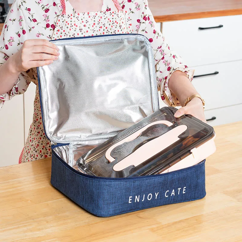 Borsa da pranzo termica in tessuto Oxford Bento Box borsa da Picnic portatile da viaggio con contenitore per alimenti di grande capacità