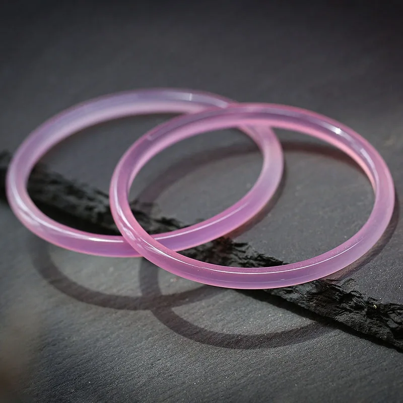 

Natural Pink Chalcedony Hand-carved Thin Round Bracelet Fashion Boutique Jewelry Women's Agate Beauty Bracelet Gift Accessories