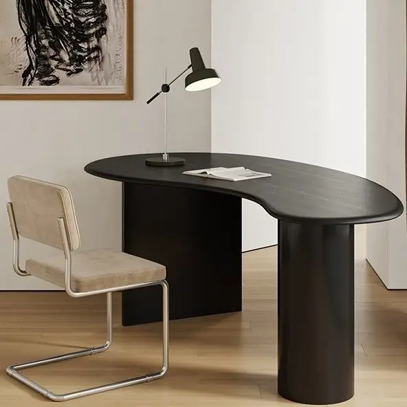 

Nordic modern minimalist desk arc creative computer desk designer household single shaped solid wood desk