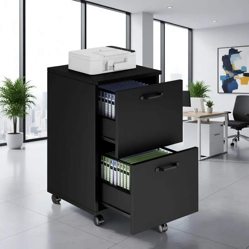 

Двухсекционный шкаф с подставкой для принтера, мобильным хранилищем, запирающимися колесами для дома или офиса, подходит для документов формата А4/Legal