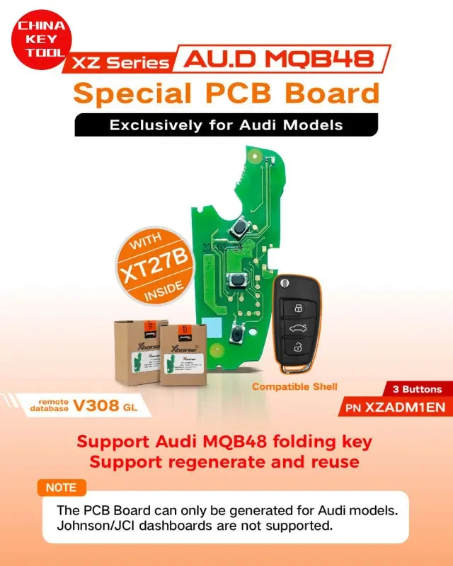 1PCS Xhorse XZADM1EN MQB48 Special PCB Board 3 Buttons Exclusively for Audi Model With Key Shell