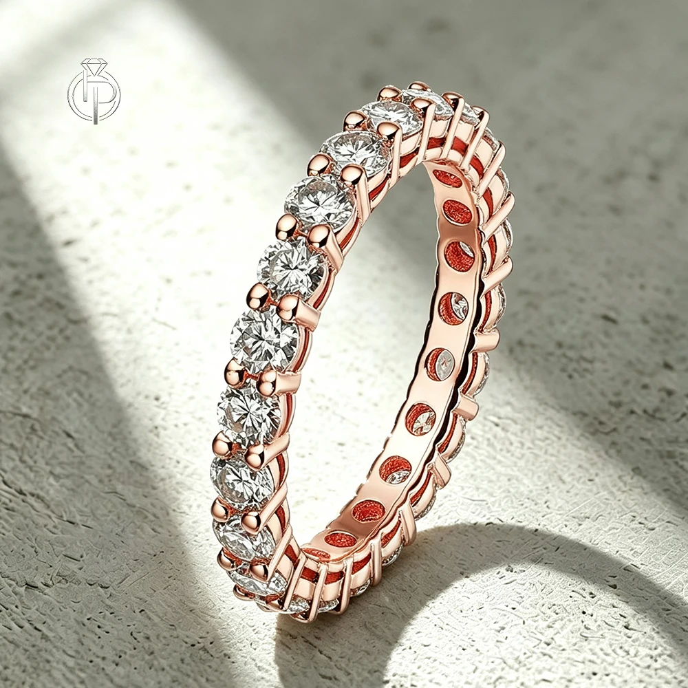 HORRIPAL 3/5mm D Color Full Moissanite Ring for Women S925 Sterling Silver GRA Certified Band Engagement Classic Fashion Jewelry