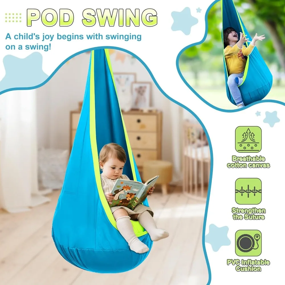 إطار حامل متأرجح على شكل X مع كرسي جراب حسية، أرجوحة معدنية شديدة التحمل للاستخدام الداخلي والخارجي بسعة 330 رطل