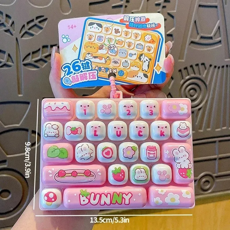 26Grid Keycap Clicker /*Anti Stress Fidget Keyboard Keychain Decompression Button Cartoon Hand Relax Party Favor Gift 26구 키캡 키링 image 4