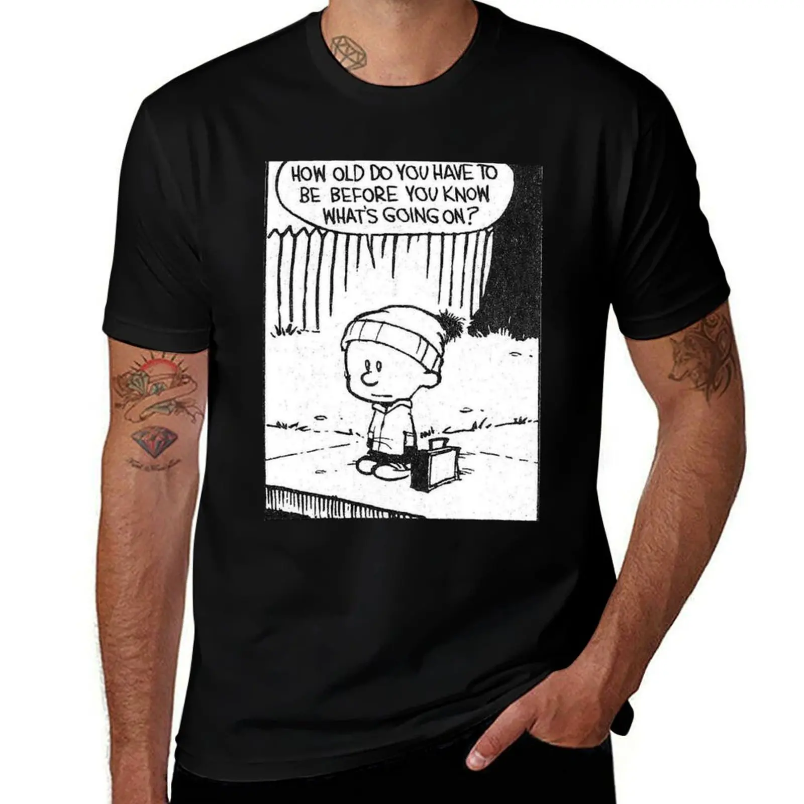 Calvin questions life. T-Shirt Soft Touch Basic Cotton T-Shirt
