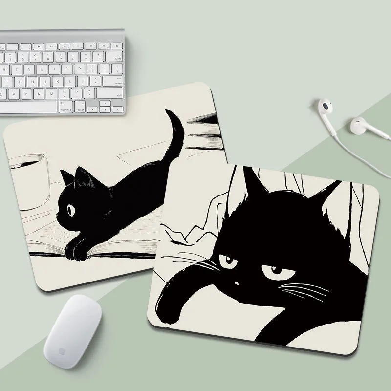 Tapis de souris en polymères de chat mignon, tapis de jeu de dessin animé, rembourrage anti-alde, accessoires de bureau, sous-souris simple, petits tapis de table