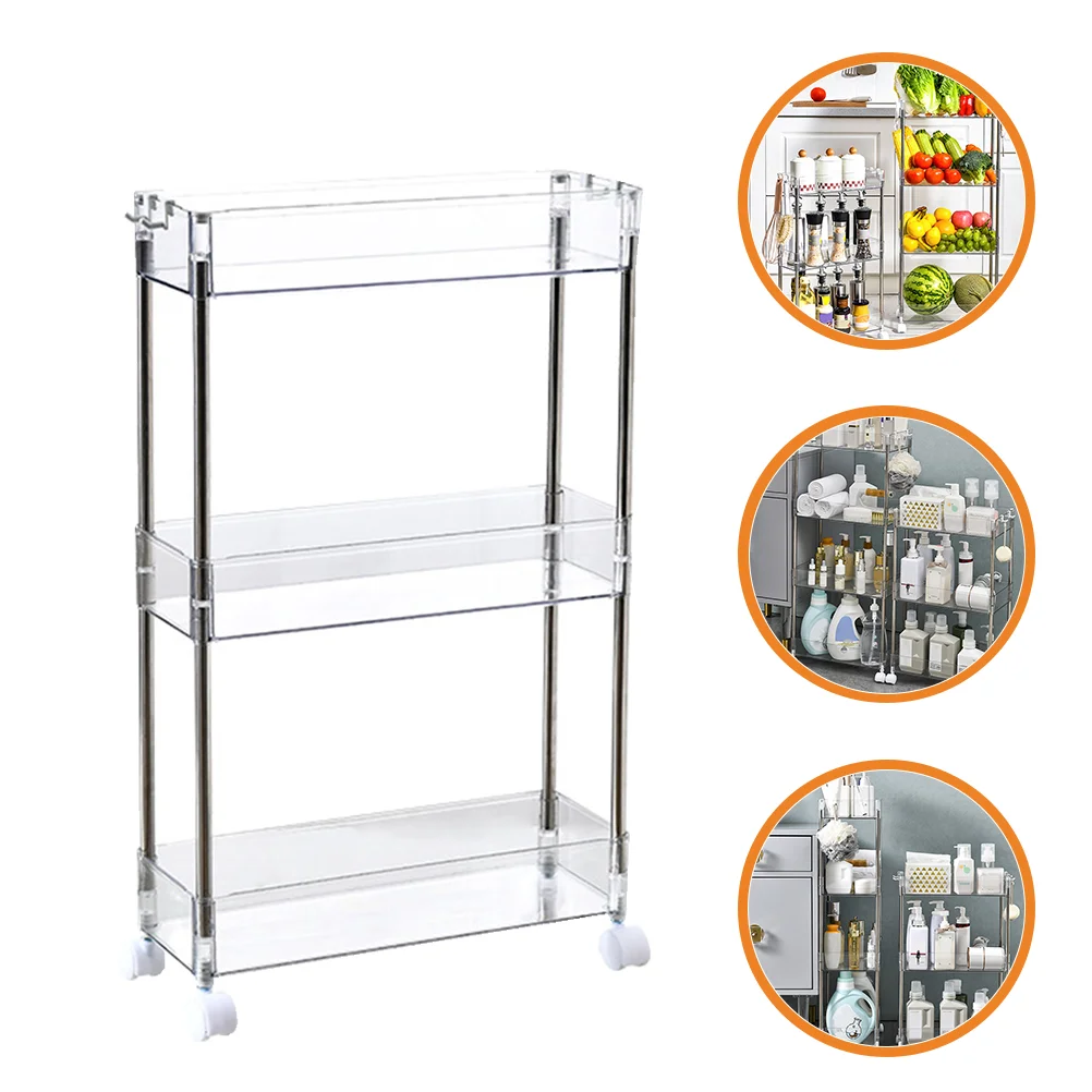 

Adjustable Shelving Unit Rolling Utility Cart Shelf with Wheels Kitchen Rack Wire Market Basket