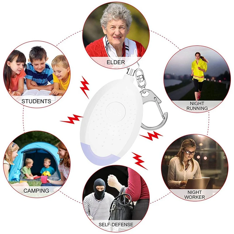 Personal Safety Alarm, Safe Sound Personal Alarm, 130DB USB Charged Personal Security Alarm Keychain With LED Lights