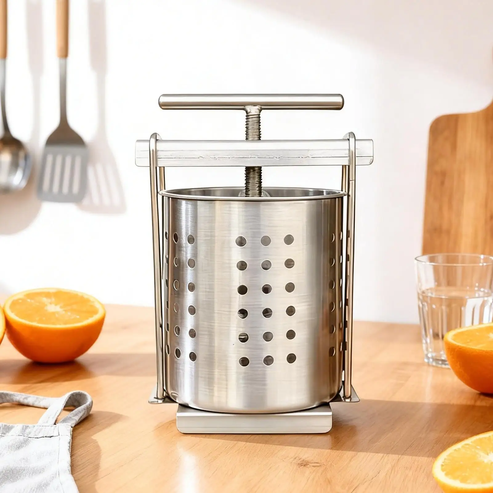 Stainless Steel Fruit Wine Press 2.5L Manual Hand Fruit Squeezer Honey Extraction for Home Cooks Chefs Beekeepers