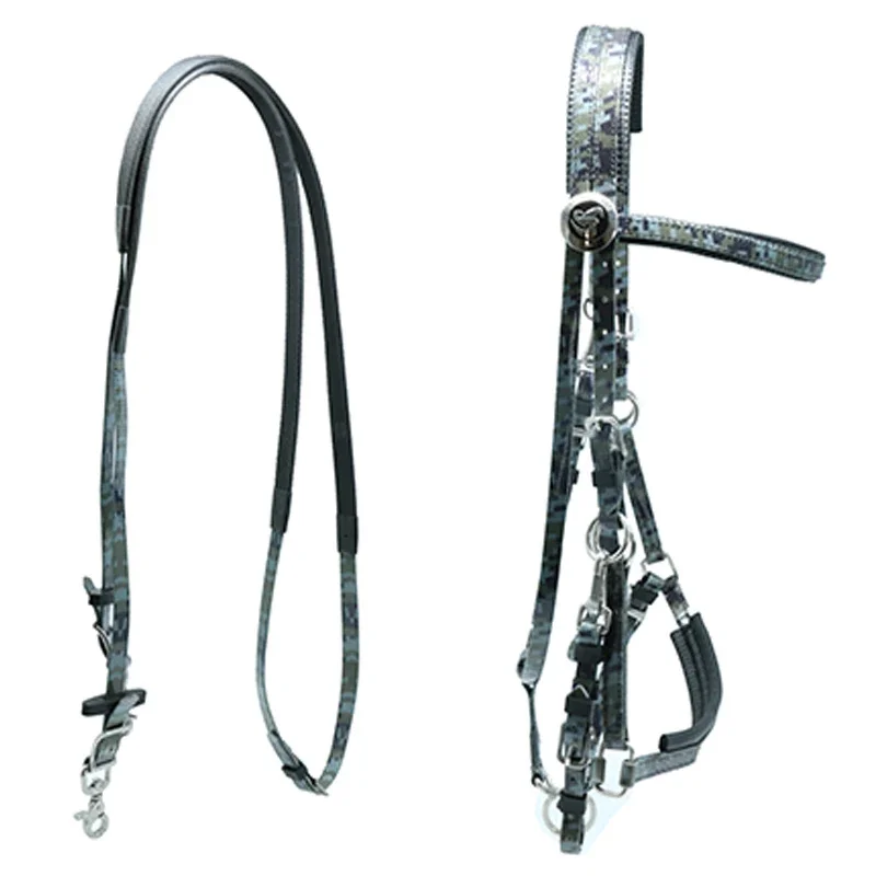 Full Draft Size Western Horse Bridle Halter Durable Nylon Material for Large Equines Comfortable for Long Hours