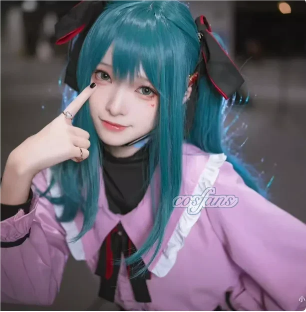 Disfraz de vampiro Miku, disfraz de Vocaloid, figura de Vampire Miku, traje de cosplay, vestido rosa kawaii, uniforme con lazo
