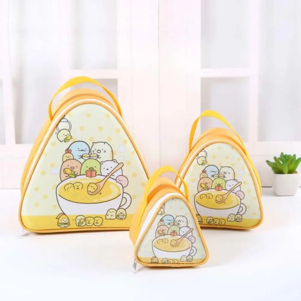 Borsa isolante triangolare in foglio di alluminio Borsa termica per colazione con cerniera addensata Modello di cartone animato a prova di olio