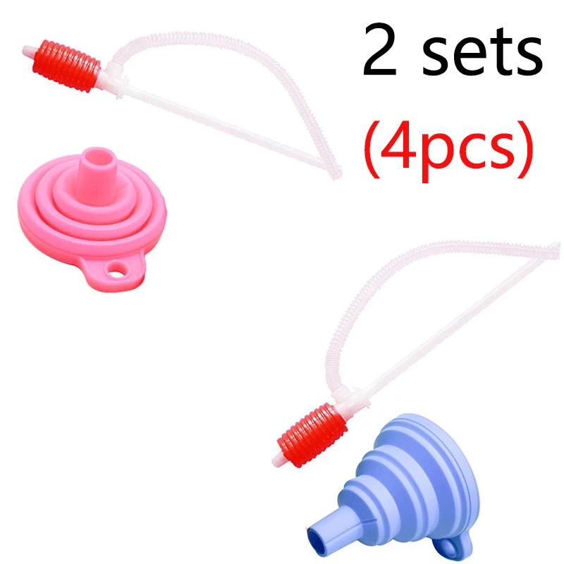 1-3 sets of foldable funnel silicone foldable portable funnel for fuel funnel beer oil kitchen accessories tools