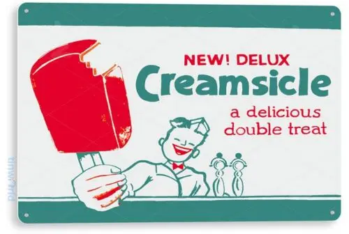 Deluxe Creamsicle Popsicle Sign, Retro Ice Cream Truck Tin Sign B131