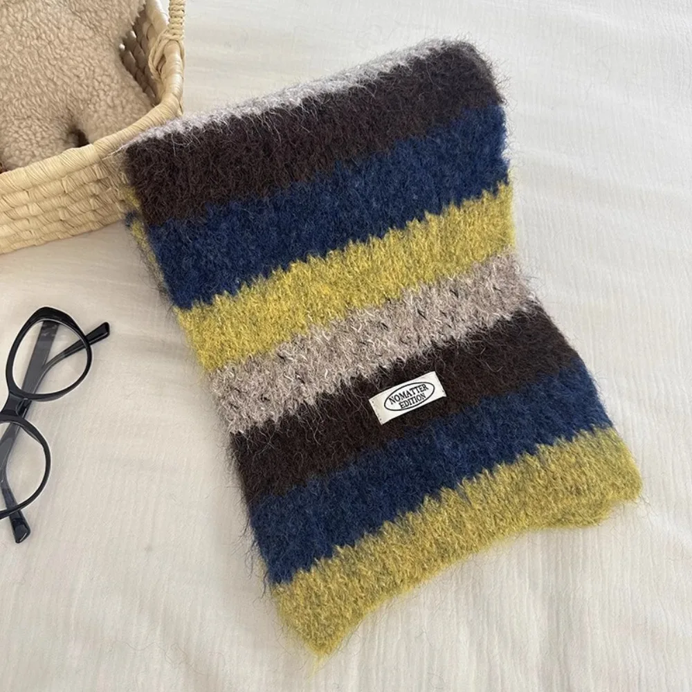 

Elegant Preppy Style Plaid Wool Scarf Long Thicken Winter Cashmere Scarves Korean Style Plush Knitted Shawl Women/Men