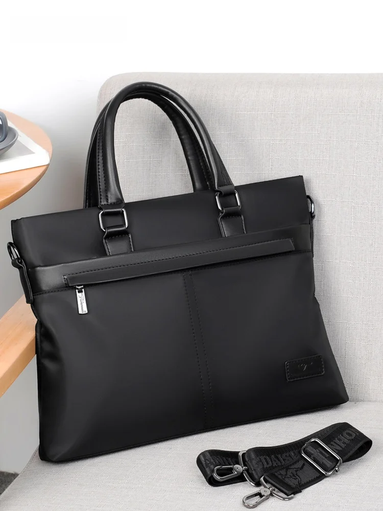 

Large Capaci Men's Busin Briease Commuter oulder Bag Travel Laptop Handbag New 2024 Sli Ox Fabric Soft Square