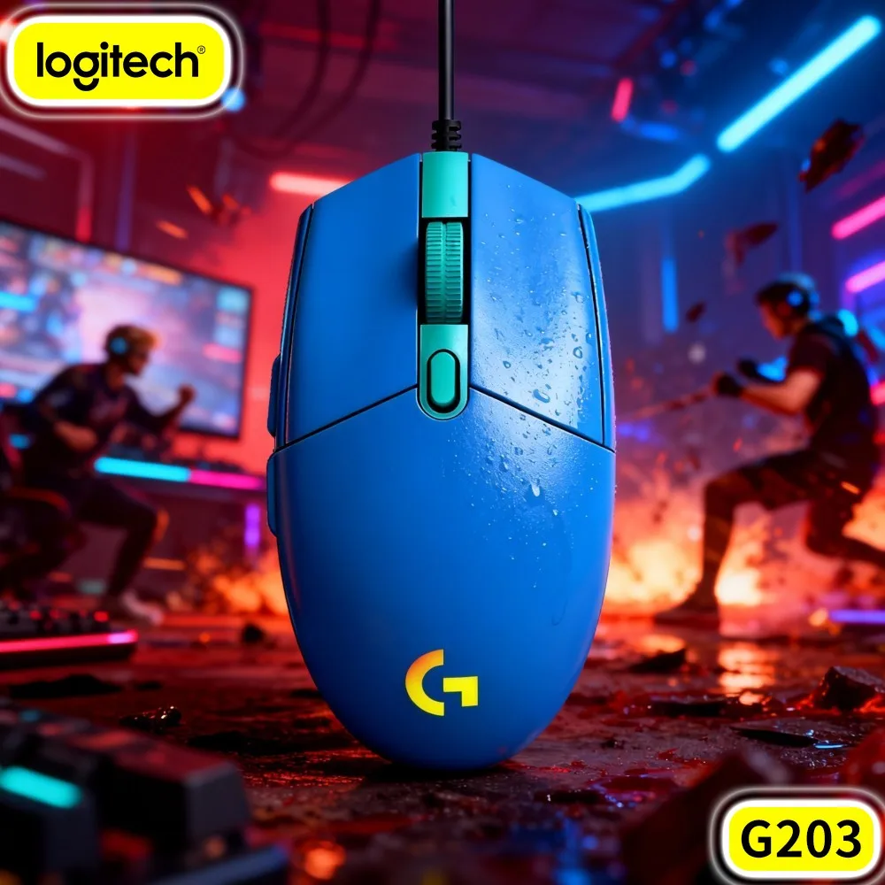 Logitech G203 Wired Gaming Mouse Reliable USB Tunable RGB Illumination Comfy Grip For Laptop Office