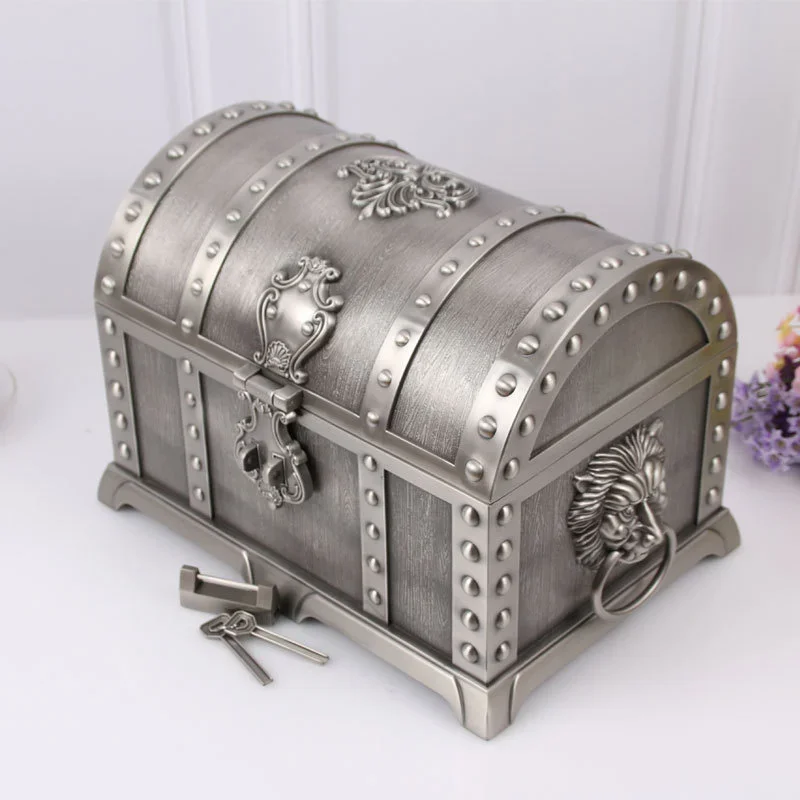 Metal Large Multi-Layer Creative European Vintage Box With Lock Jewelry Storage Jewelry Collection Box