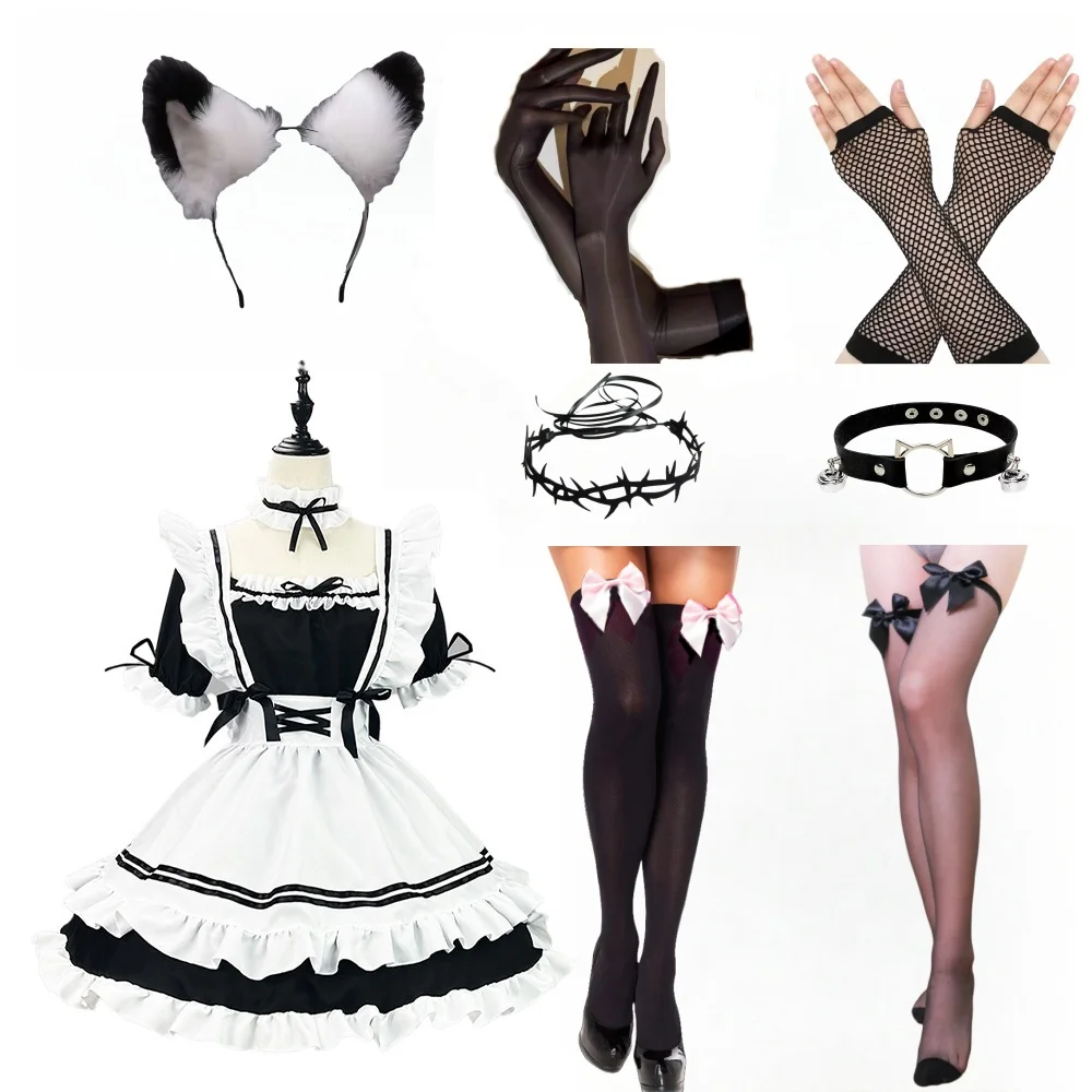 

Cute Lolita Maid Cat Princess Girl Halloween Cosplay Costumes Lovely Animation Japan Outfit Dress Plus Size Lolita Anime Prop
