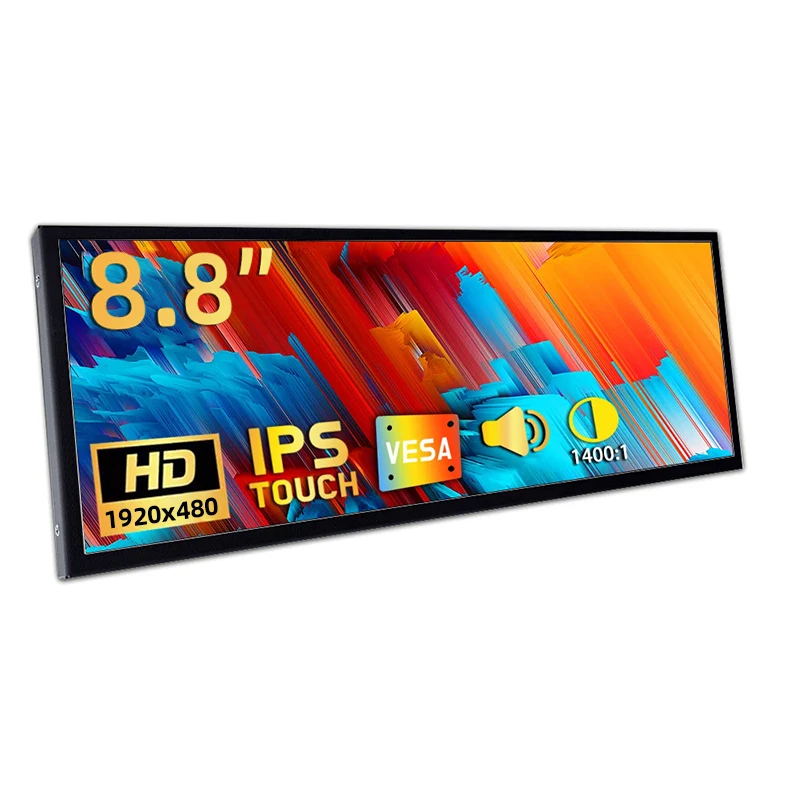 

8.8 "1920 * 480 4:1 Mini Small Monitor Computer Case Secondary Screen LCD Module Display Screen CTP Touch Screen for AIDA64