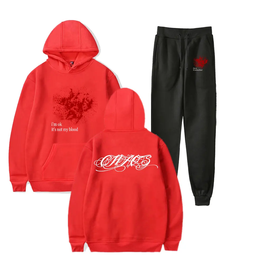 IM OK Merch Ken Carson Vintage 90s HOODIE Merch Hoodies Set Men Women Hoodies Pants Outerwear Two-Piece Suit PULLOVER