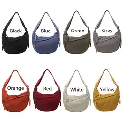 Women Fashion Shoulder Bag Multi-pockets Crescent Crossbody Bag Large Capacity Half Moon Bag Adjustable Strap Simple Satchel Bag