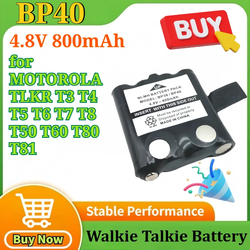 

2-5PCS BP40 4.8V 800mAh Battery for MOTOROLA TLKR T3 T4 T5 T6 T7 T8 T50 T60 T80 T81 XTR446 60Q135001 PMPN4023A IXNN4002A BT-1013
